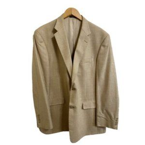 Austin Reed London Dillards Mens Yellow Tan Blazer 46L Houndstooth Lined Pocket